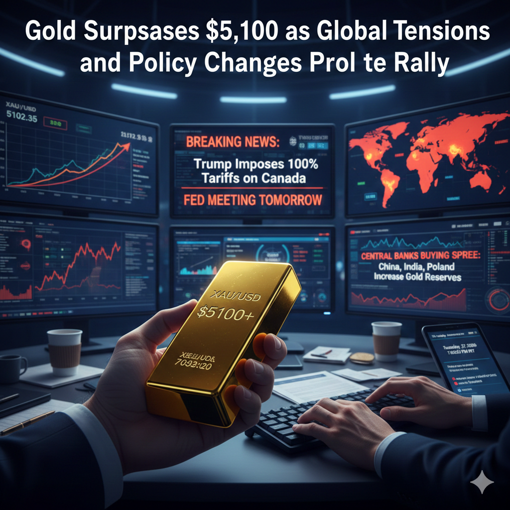 Gold Surpasses $5,100 as Global Tensions and Policy Changes Propel the Rally