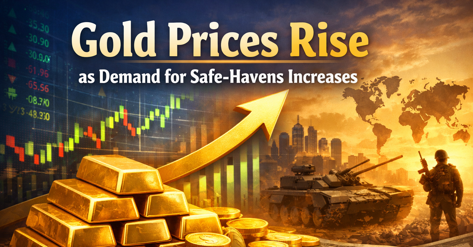 Gold prices rise as demand for safe-havens increases