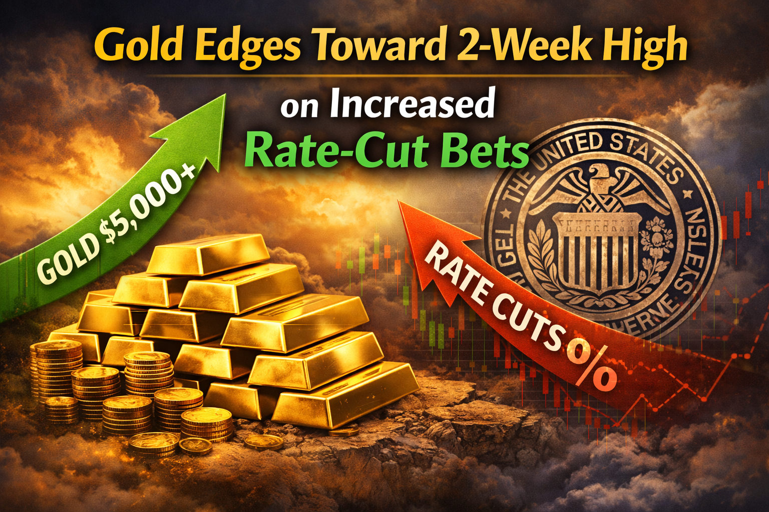 Gold Edges Toward 2-Week High on Increased Rate-Cut Bets