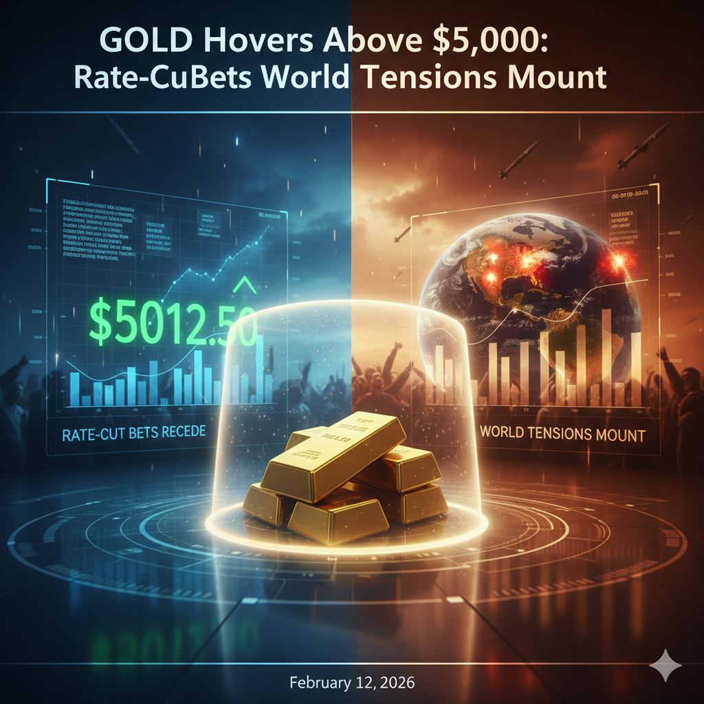 Gold Hovers Above $5,000 as Rate-Cut Bets Recede and World Tensions Mount