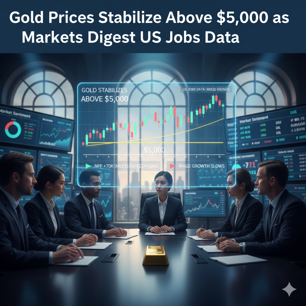 Gold Prices Stabilize Above $5,000 as Markets Digest US Jobs Data