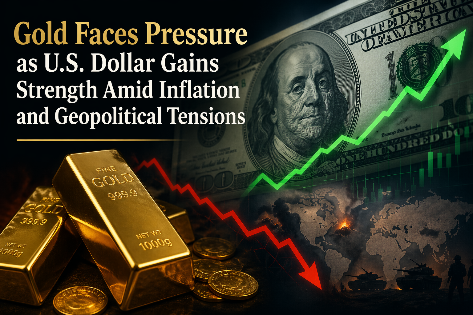 Gold Faces Pressure as U.S. Dollar Gains Strength Amid Inflation and Geopolitical Tensions