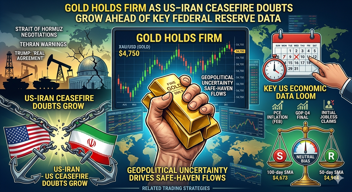 Gold Holds Firm as US–Iran Ceasefire Doubts Grow Ahead of Key Federal Reserve Data