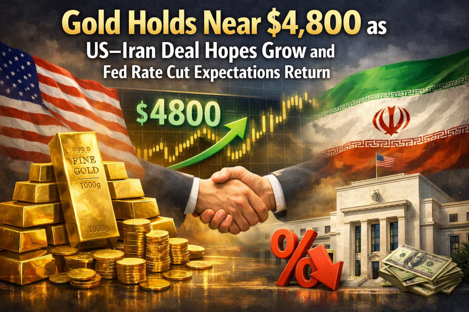 Gold Holds Near $4,800 as US–Iran Deal Hopes Grow and Fed Rate Cut Expectations Return