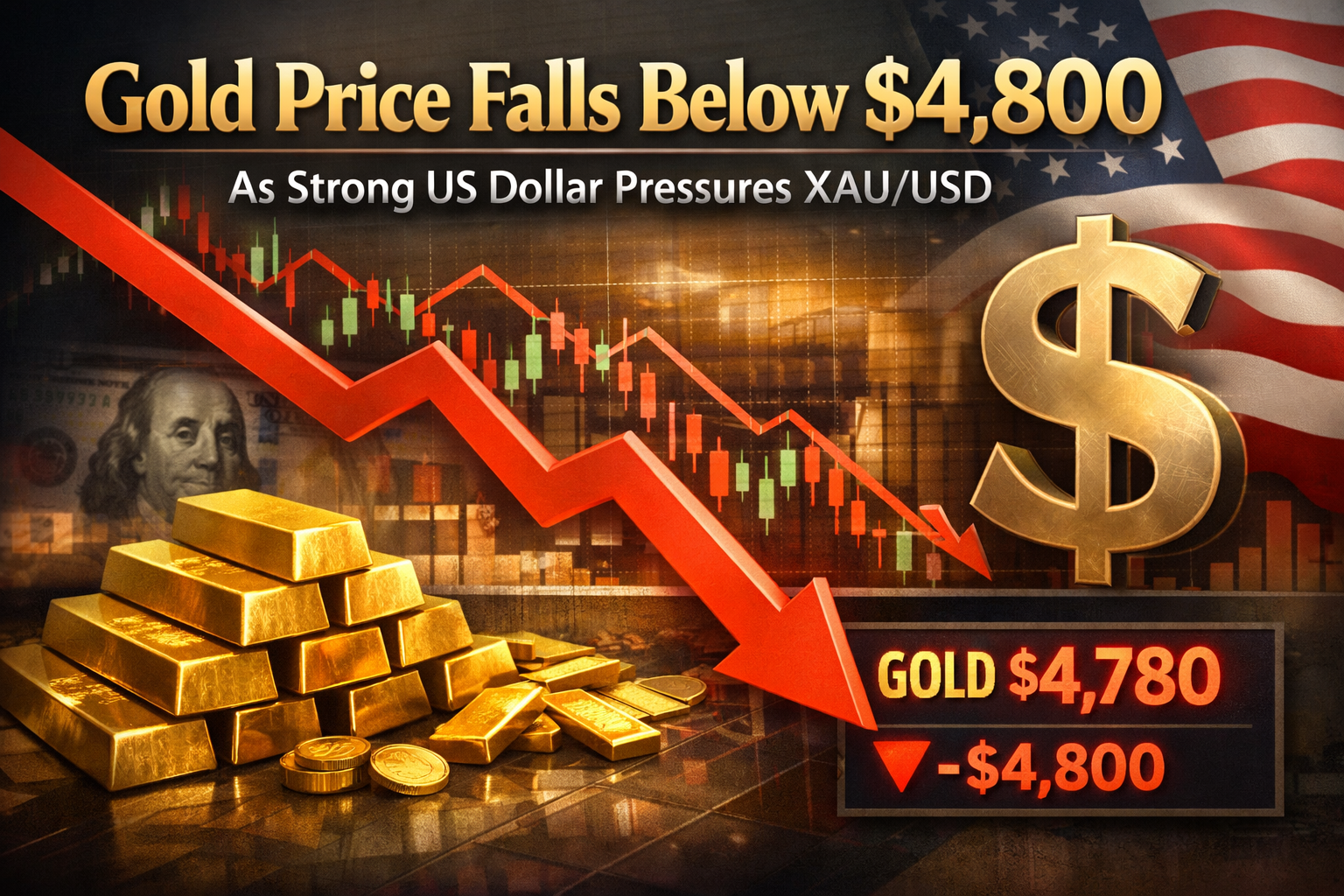 Gold Price Falls Below $4,800 as Strong US Dollar Pressures XAU/USD