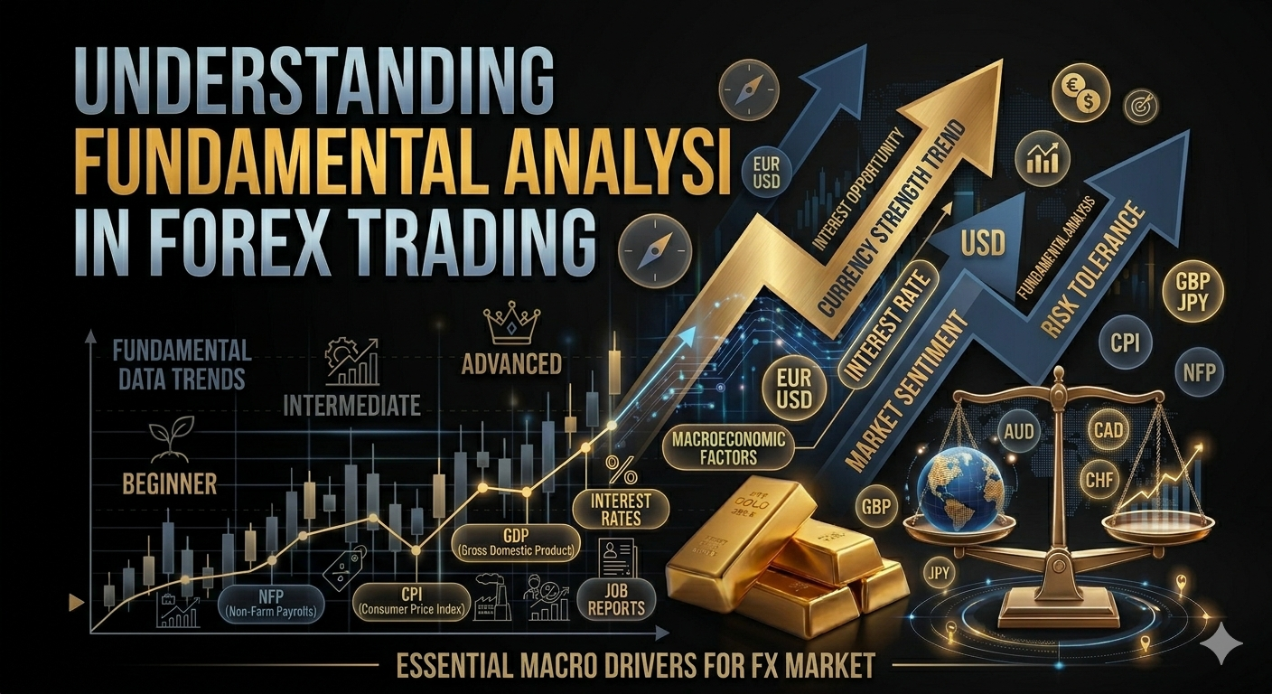 Generate a blog post image for this title. Understanding Fundamental Analysis in Forex Trading
