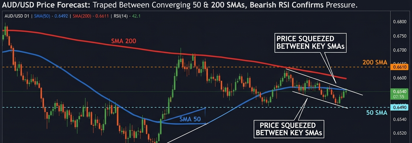 AUDUSD Price Forecast Caught Between Key SMAs as Bearish RSI Builds Pressure