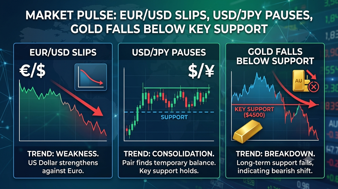 EURUSD Slips, USDJPY Pauses, While Gold Falls Below Key Support