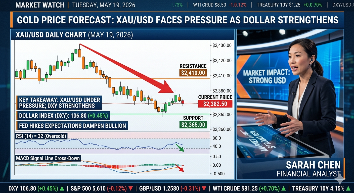 Gold Price Forecast – May 19, 2026 XAUUSD Faces Pressure as Dollar Strengthens