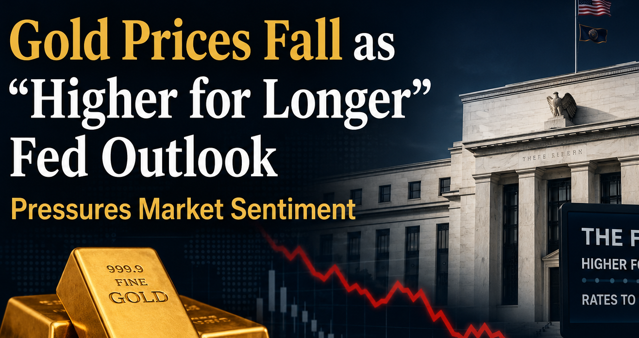Gold Prices Fall as “Higher for Longer” Fed Outlook Pressures Market Sentiment
