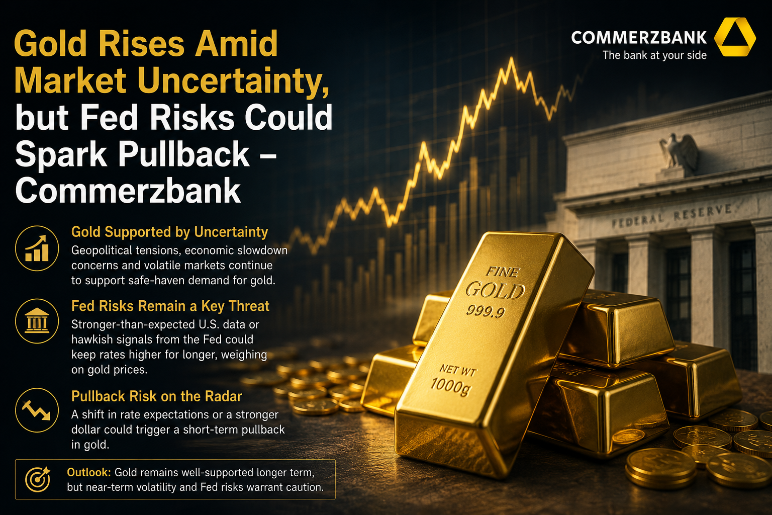 Gold Rises Amid Market Uncertainty, but Fed Risks Could Spark Pullback – Commerzbank