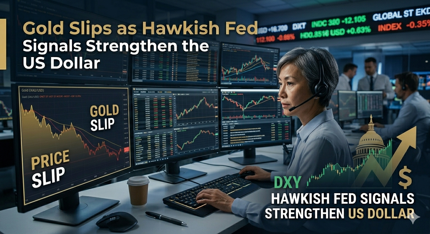 Gold Slips as Hawkish Fed Signals Strengthen the US Dollar