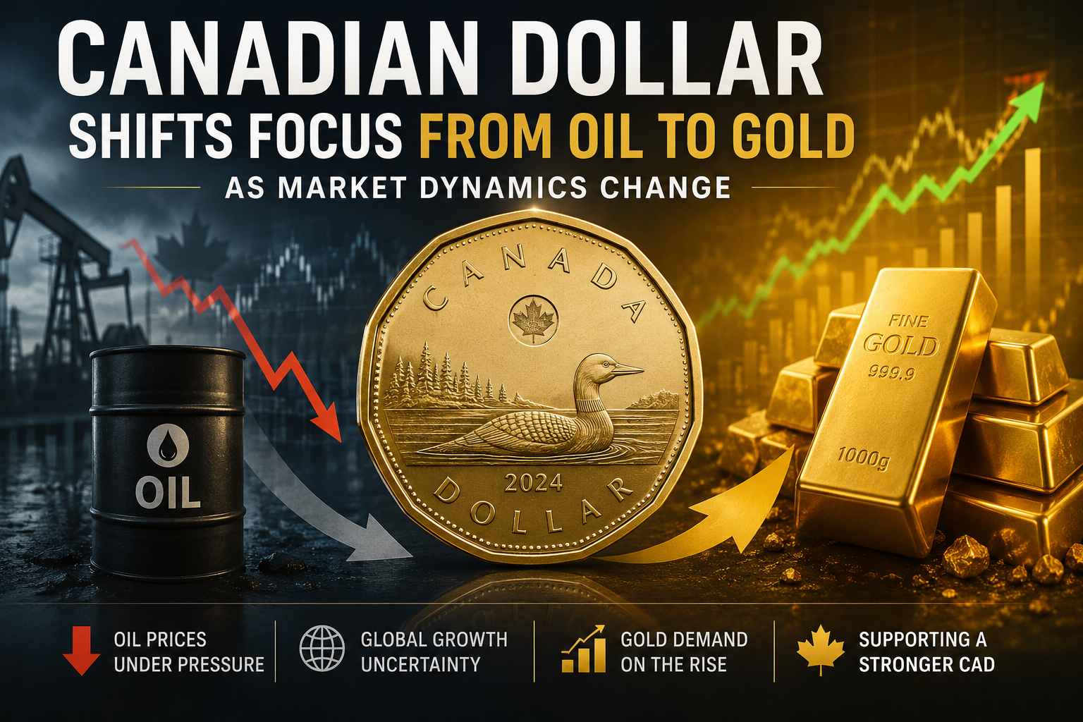 Canadian Dollar Shifts Focus from Oil to Gold as Market Dynamics Change