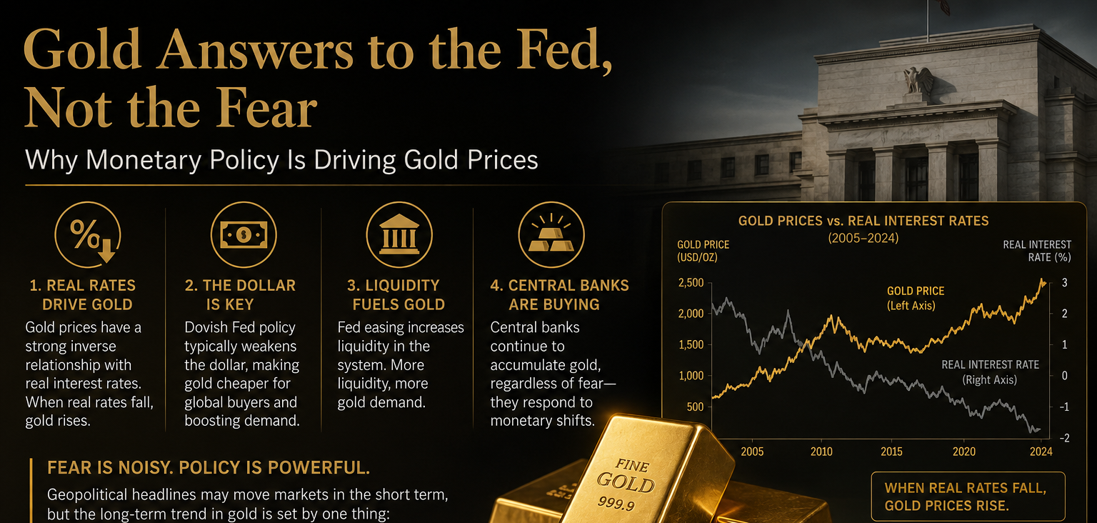 Gold Answers to the Fed, Not the Fear Why Monetary Policy Is Driving Gold Prices