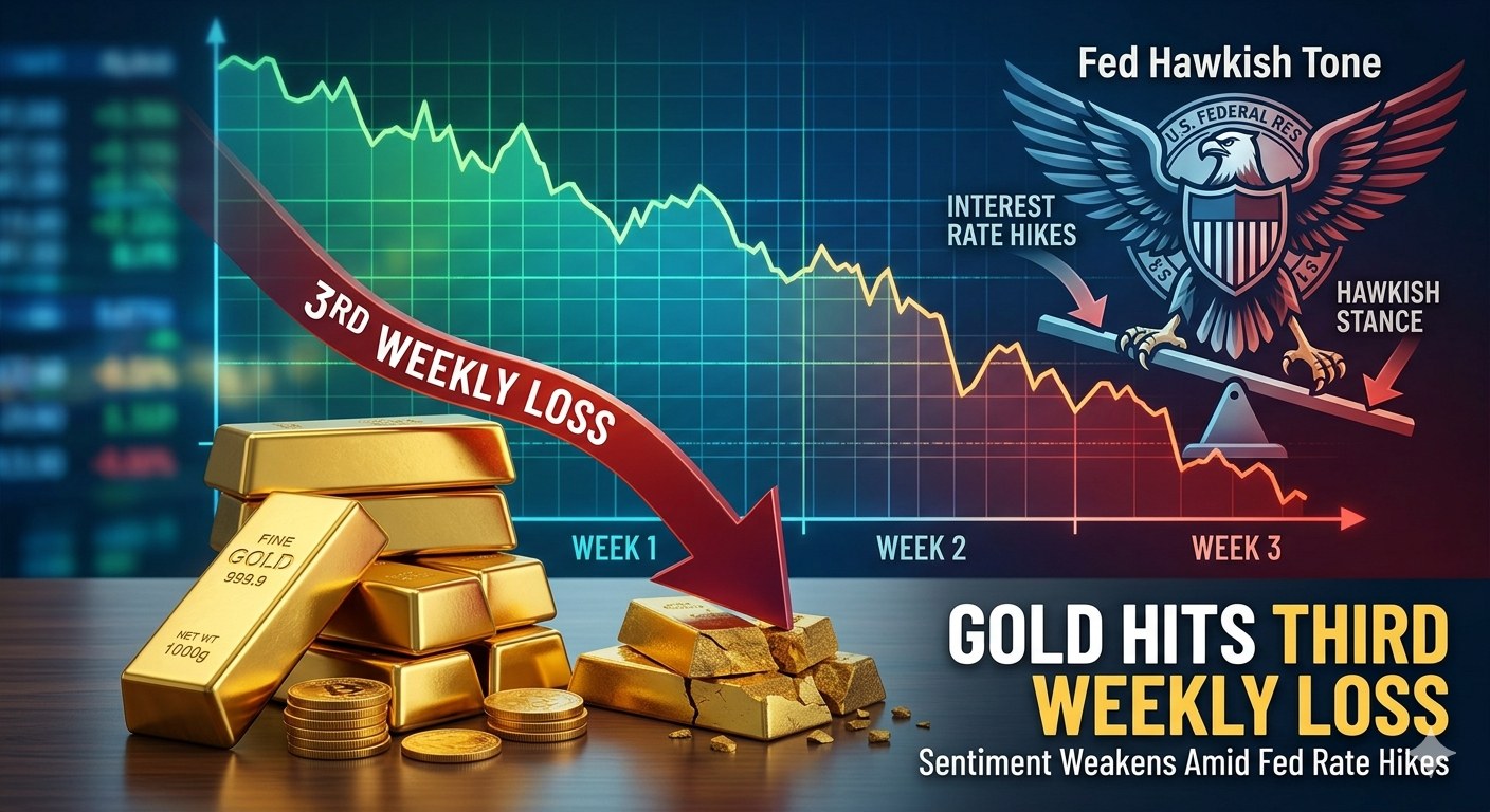 Gold Heads for Third Weekly Loss as Fed Hawkish Tone Weighs on Sentiment