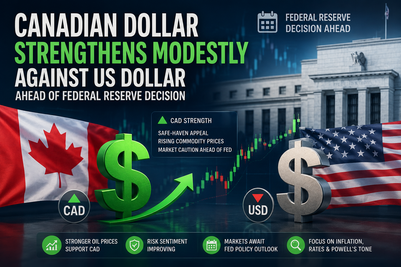 Canadian Dollar Strengthens Modestly Against US Dollar Ahead of Federal Reserve Decision
