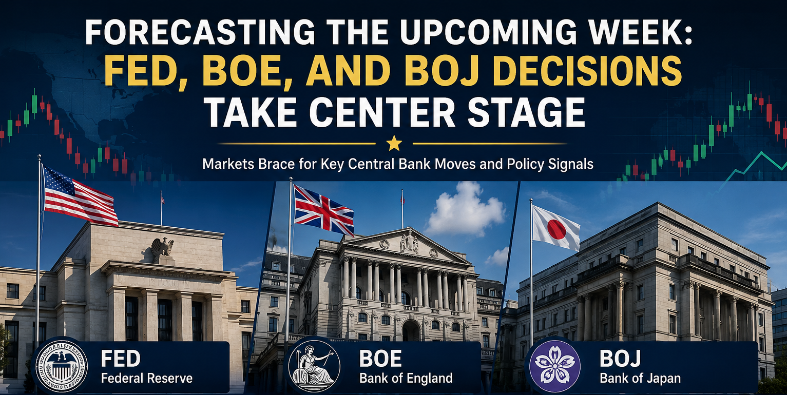 Forecasting the Upcoming Week Fed, BoE, and BoJ Decisions Take Center Stage