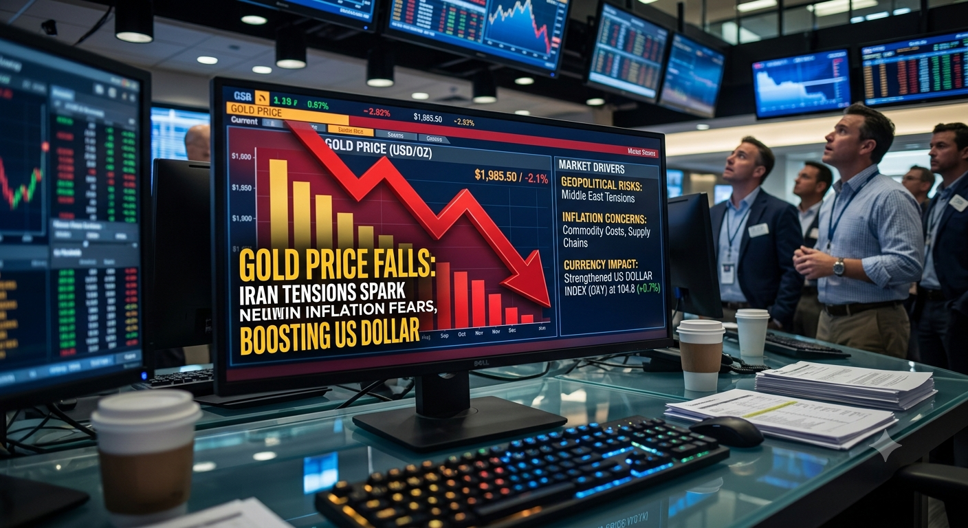 Gold Price Falls as Iran Tensions Raise Inflation Fears and Boost the US Dollar