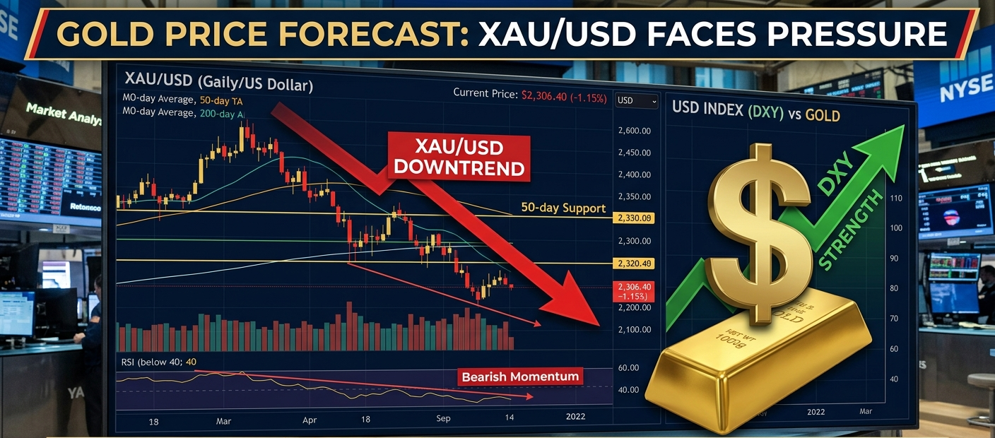Gold Price Forecast: XAU/USD Faces Pressure as Dollar Strength and Fed Outlook Weigh on Bullion