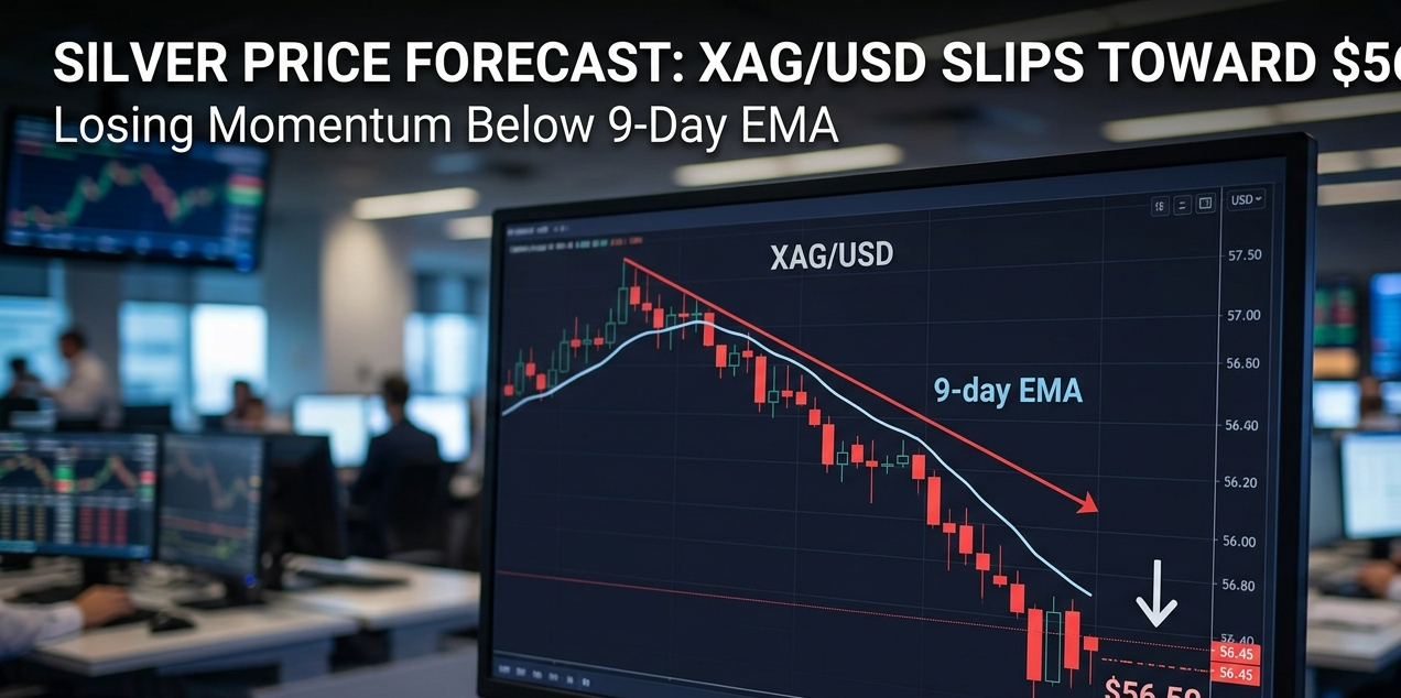 Silver Price Forecast XAGUSD Slips Toward $56.50 After Losing Momentum Below the Nine-Day EMA