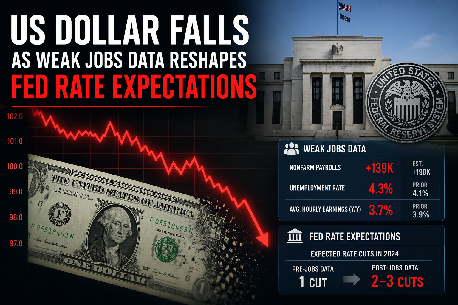 US Dollar Falls as Weak Jobs Data Reshapes Fed Rate Expectations