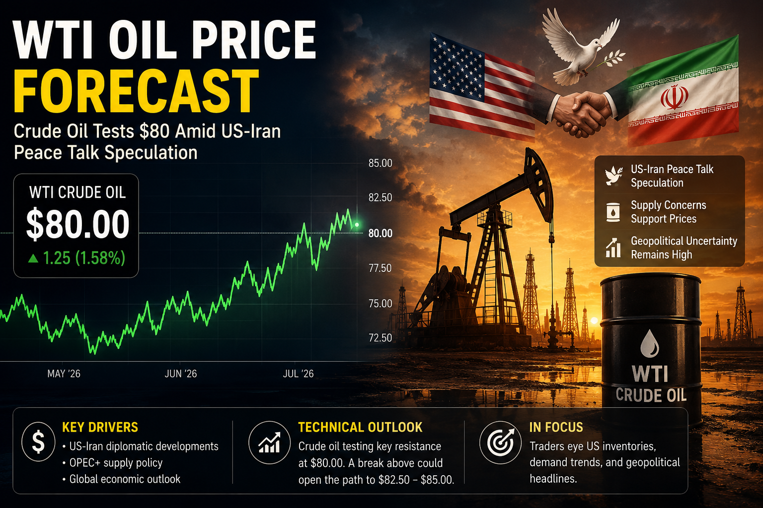 WTI Oil Price Forecast Crude Oil Tests $80 Amid US-Iran Peace Talk Speculation