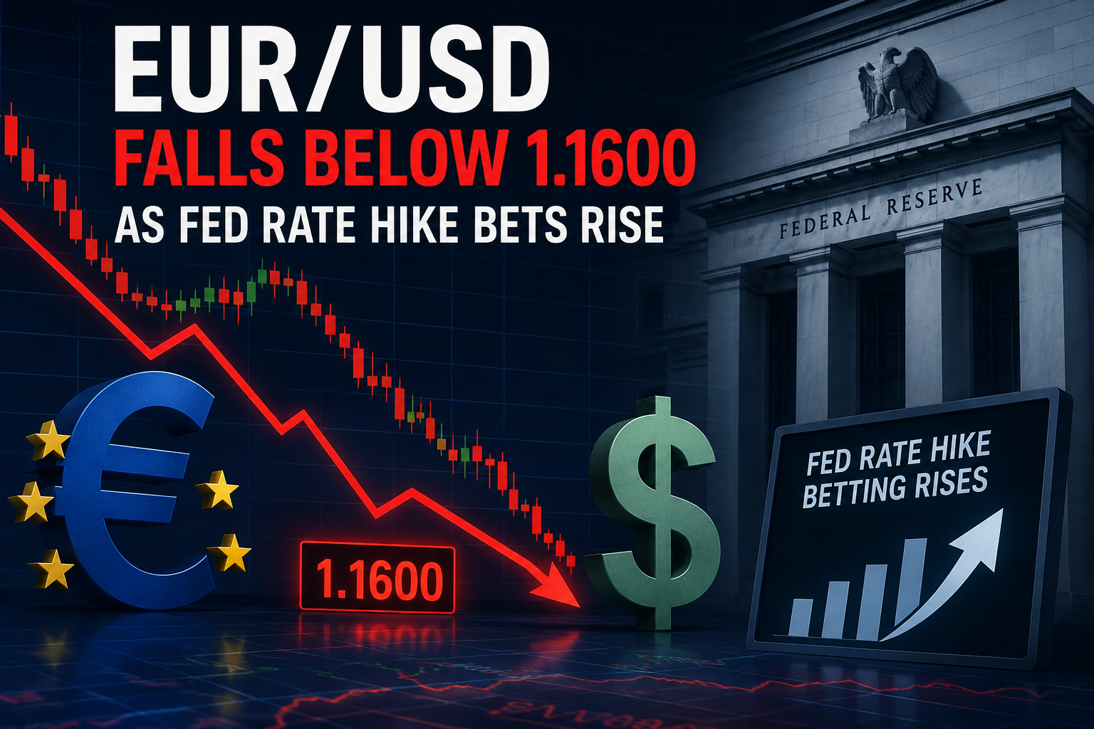 EURUSD Falls Below 1.1600 as Fed Rate Hike Bets Rise