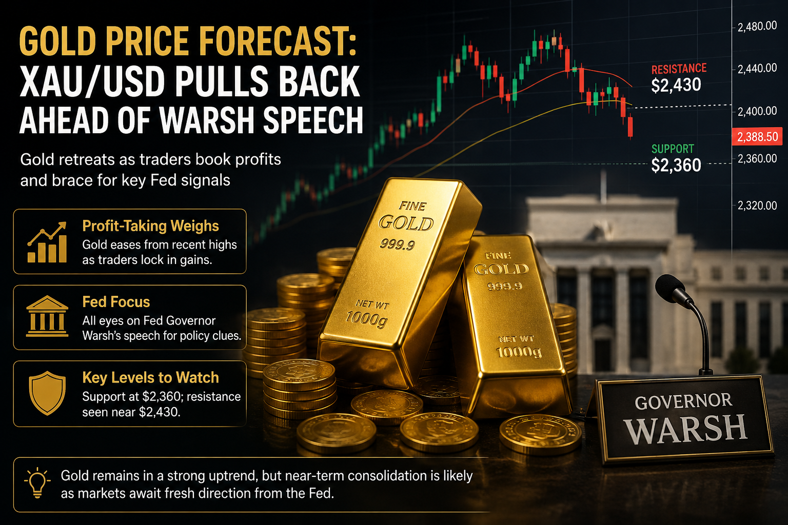 Gold Price Forecast XAUUSD Pulls Back Ahead of Warsh Speech