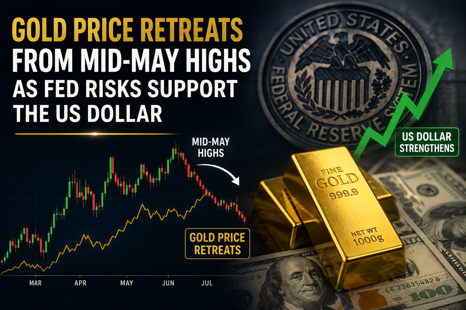 Gold Price Retreats From Mid-May Highs as Fed Risks Support the US Dollar