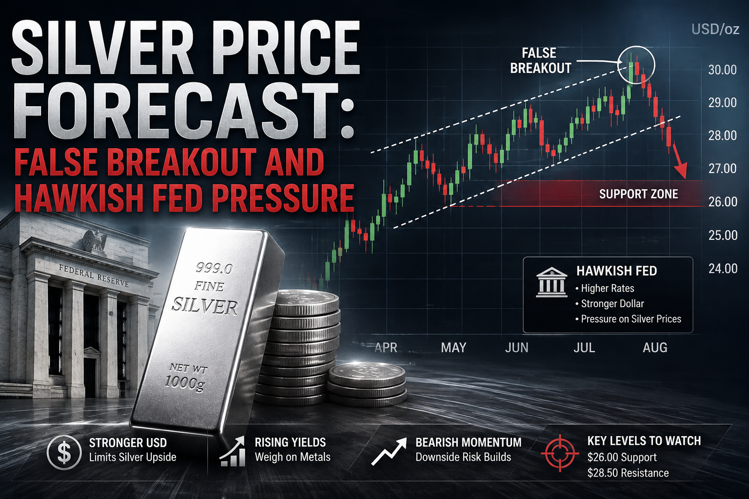 Silver Price Forecast False Breakout and Hawkish Fed Pressure