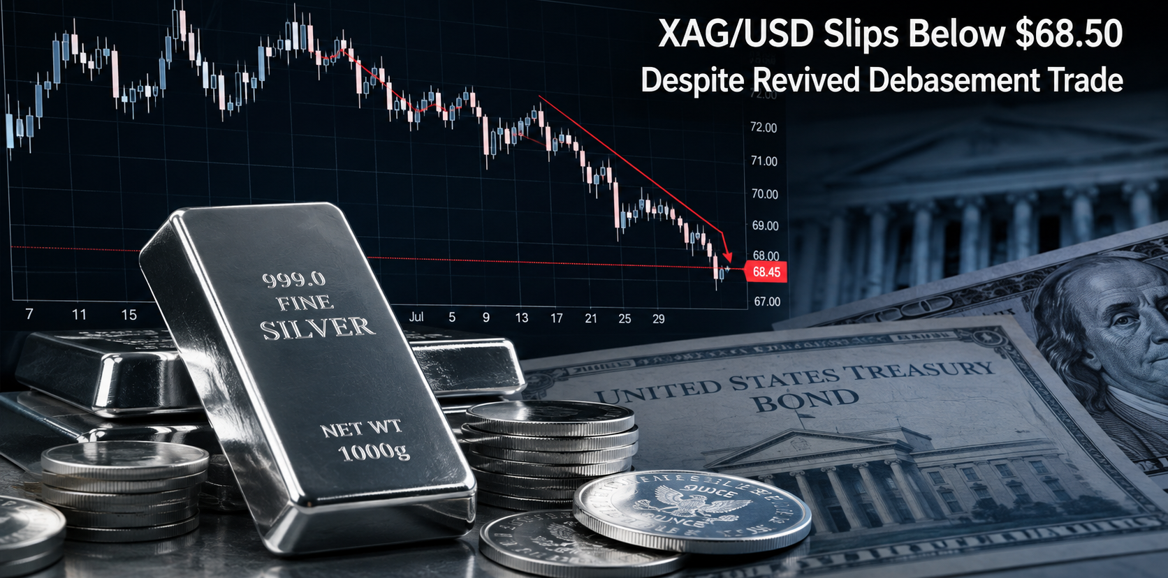 Silver Price Forecast XAGUSD Slips Below $68.50 Despite Revived Debasement Trade