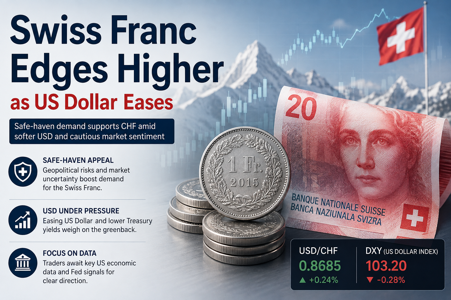 Swiss Franc Edges Higher as US Dollar Eases