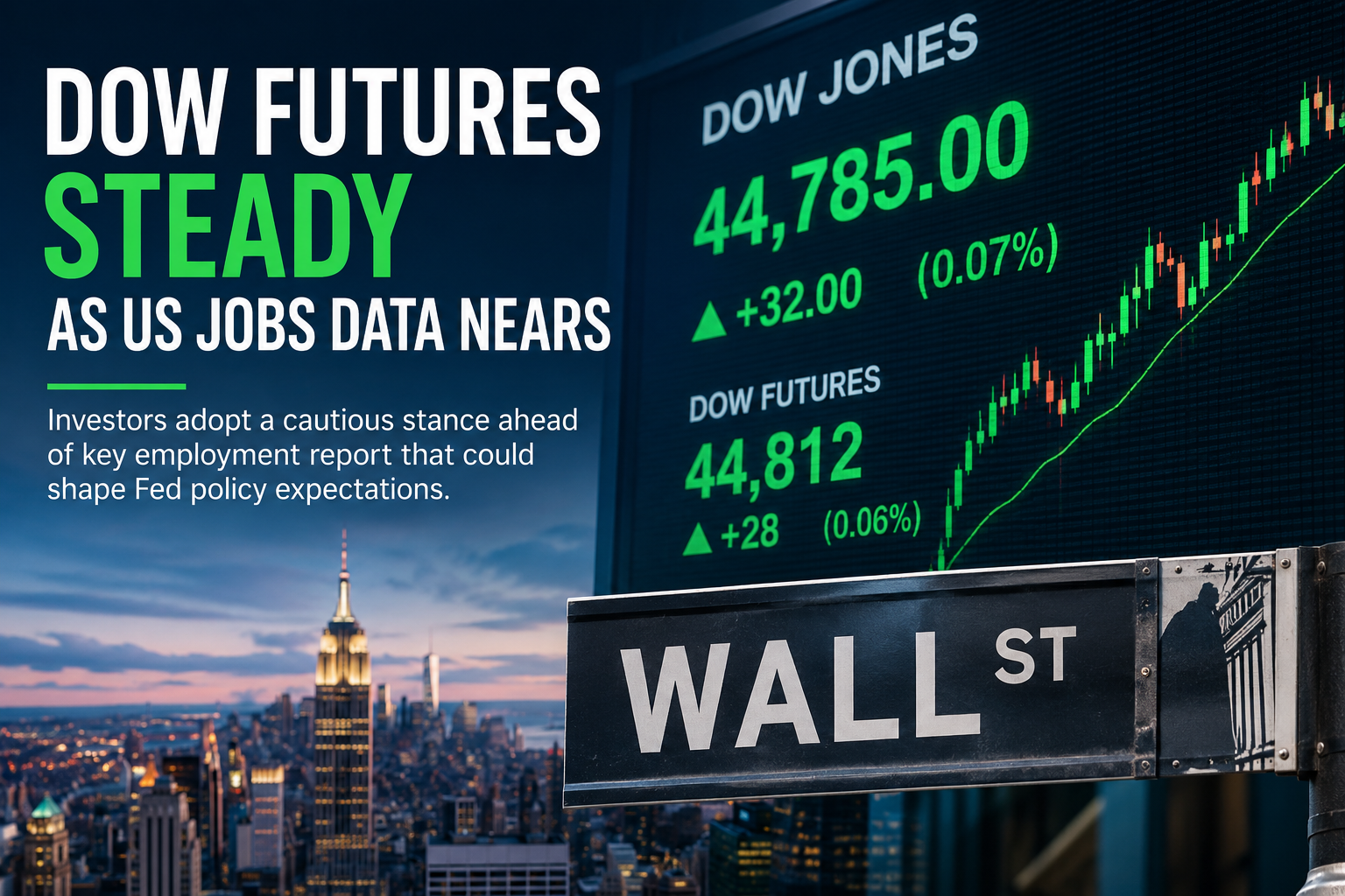Dow Futures Steady as US Jobs Data Nears
