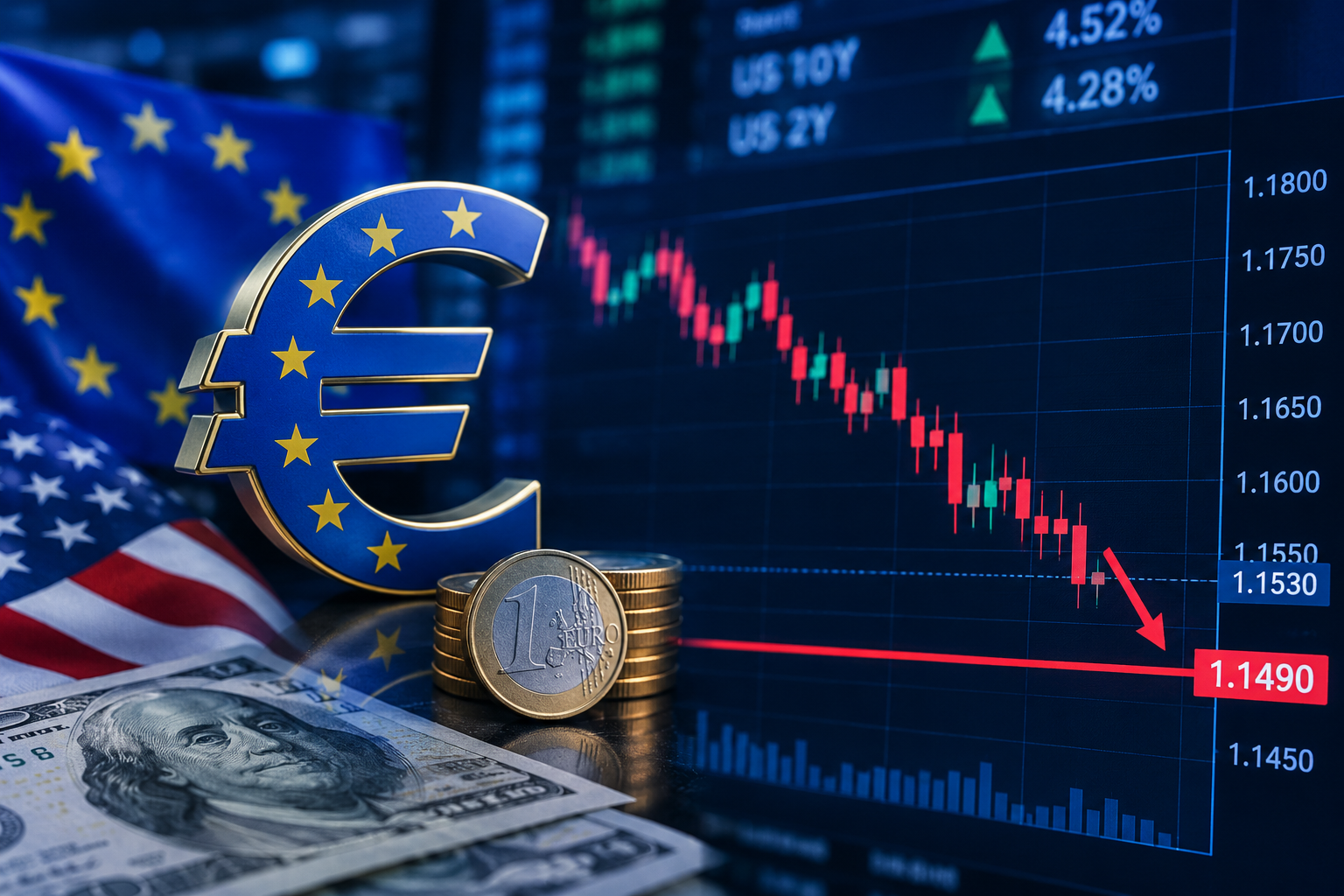 Euro Slips as Downside Pressure Targets 1.1490