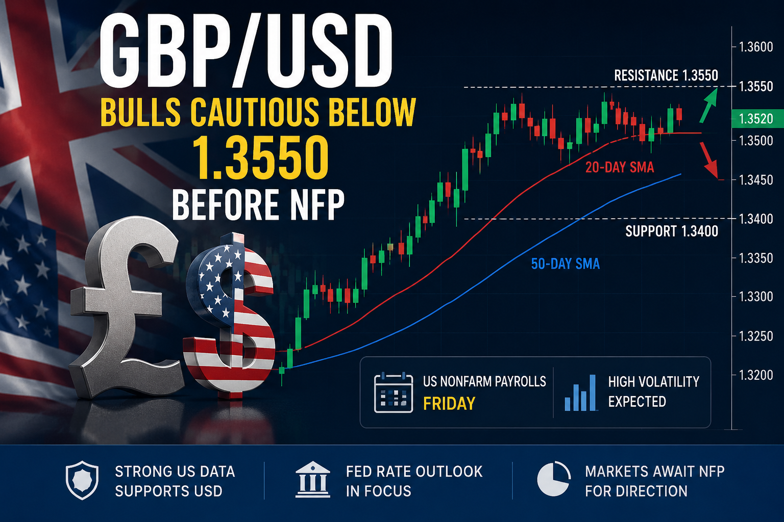 GBPUSD Bulls Cautious Below 1.3550 Before NFP