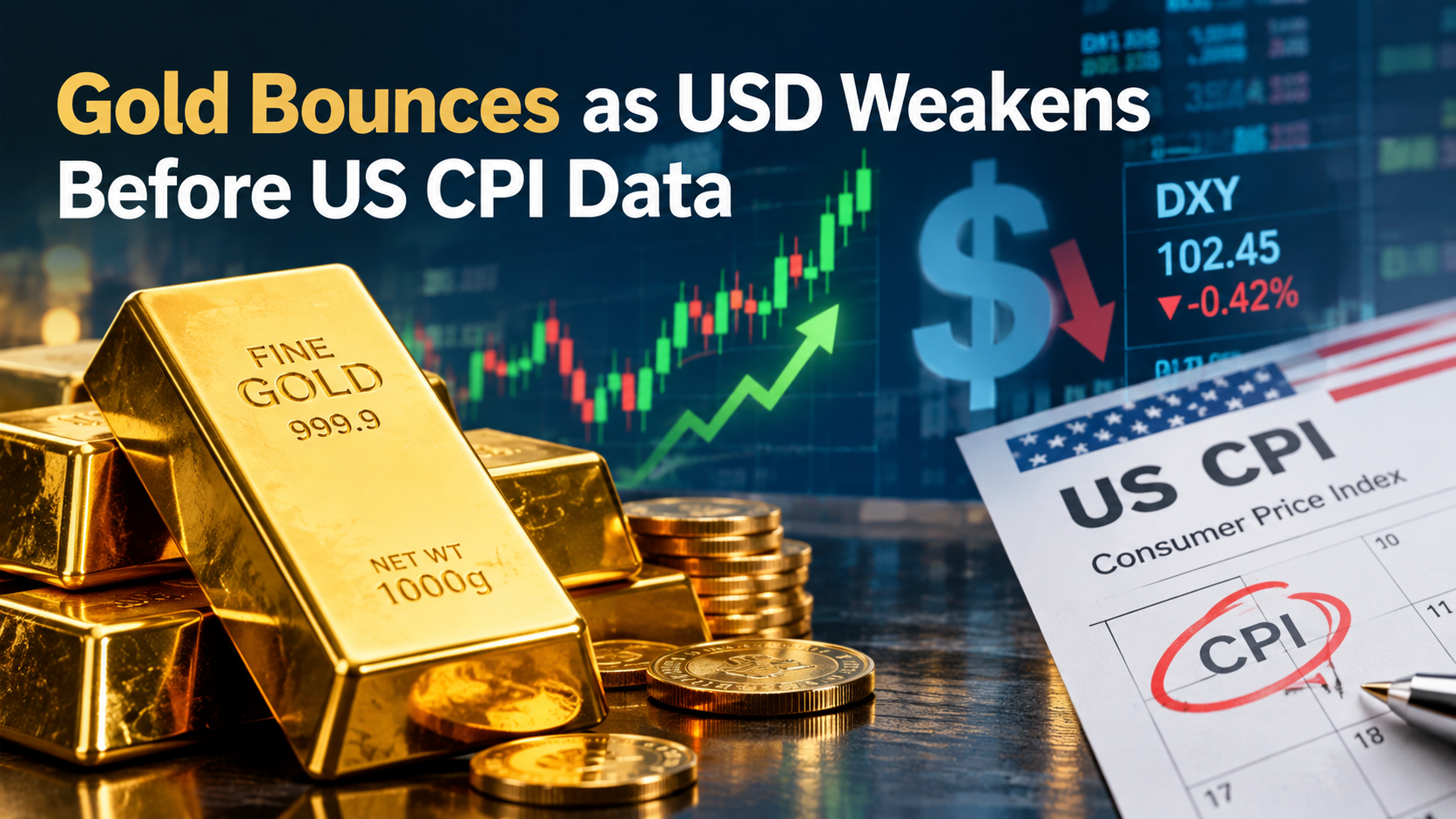 Gold Bounces as USD Weakens Before US CPI Data
