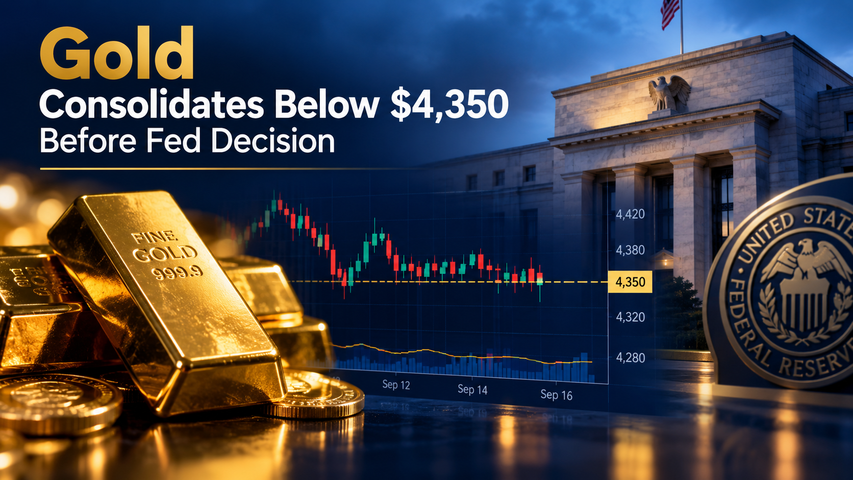 Gold Consolidates Below $4,350 Before Fed Decision