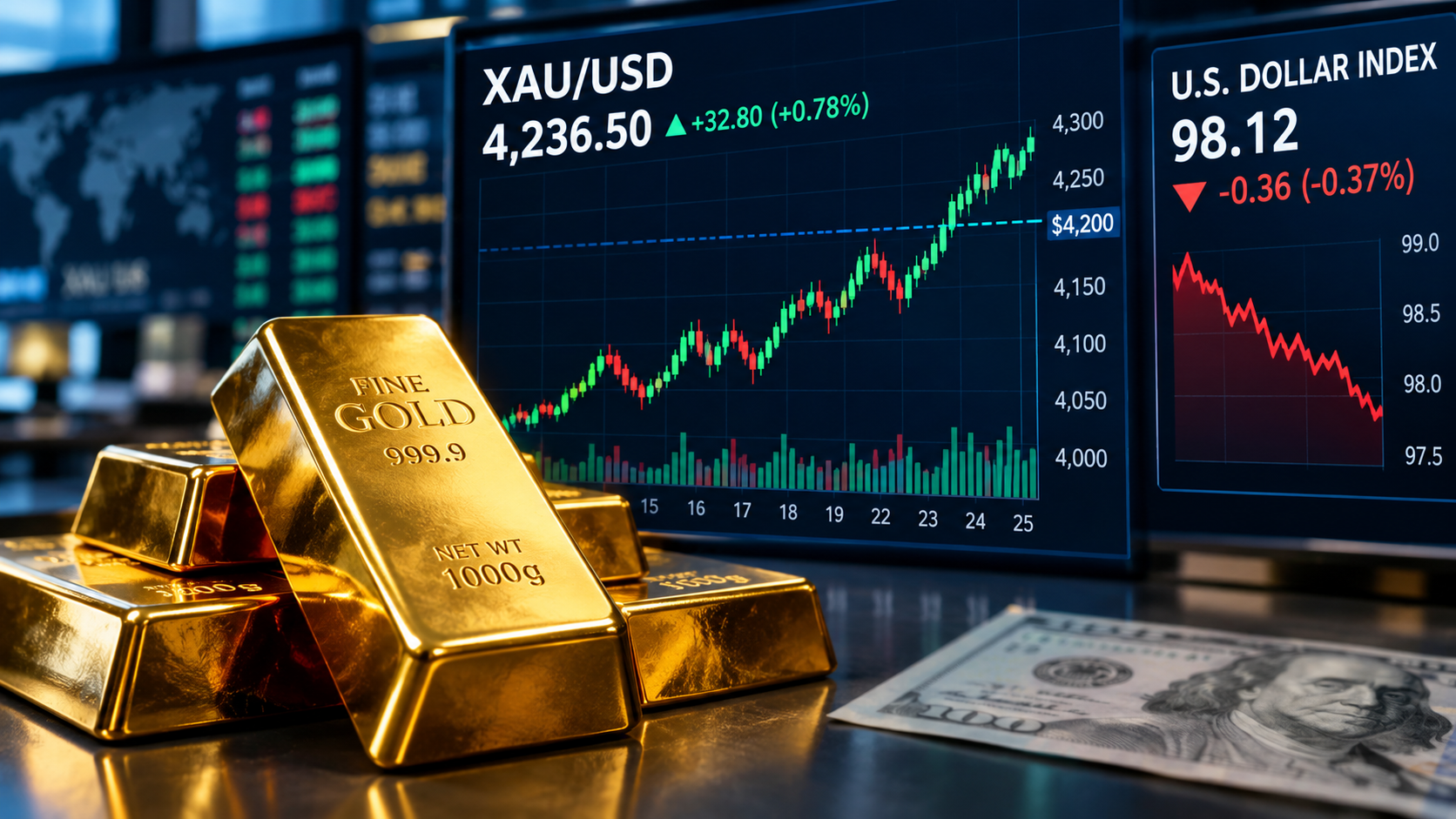 Gold Holds Above $4,200 as Dollar Weakens