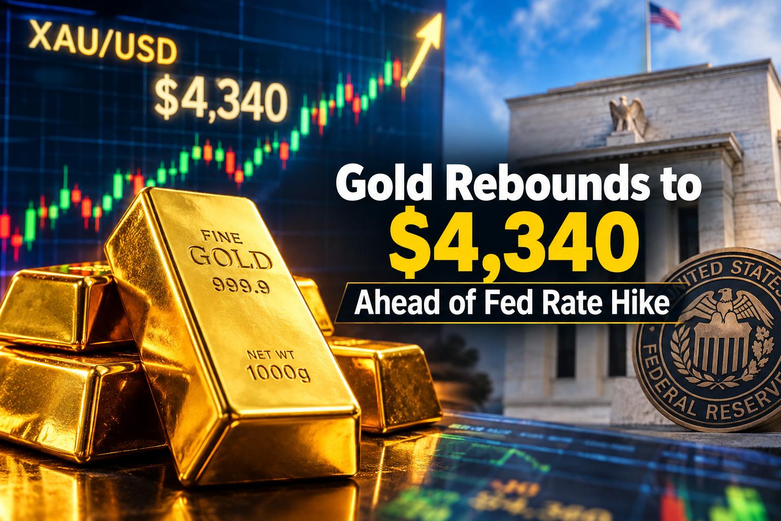 Gold Rebounds to $4,340 Ahead of Fed Rate Hike
