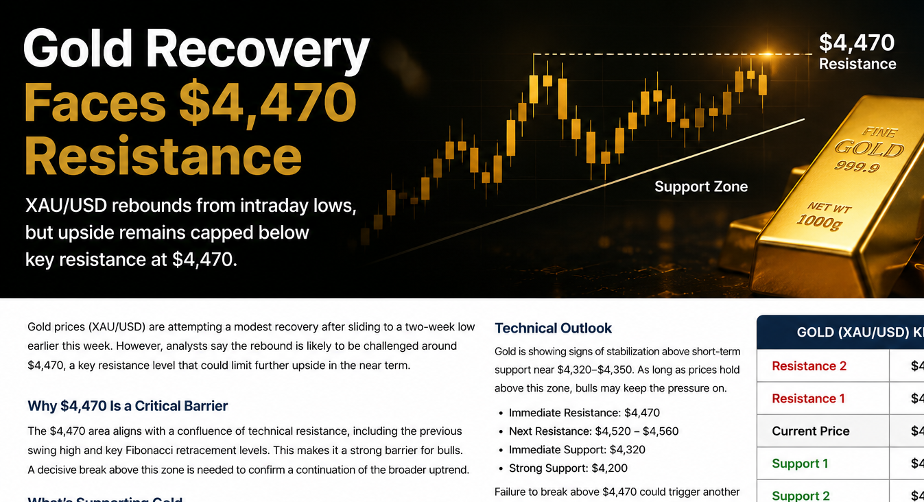 Gold Recovery Faces $4,470 Resistance