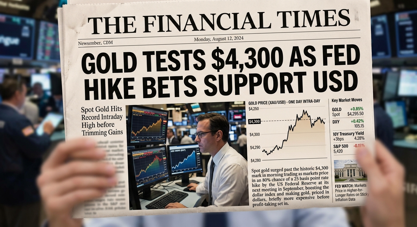 Gold Tests $4,300 as Fed Hike Bets Support USD