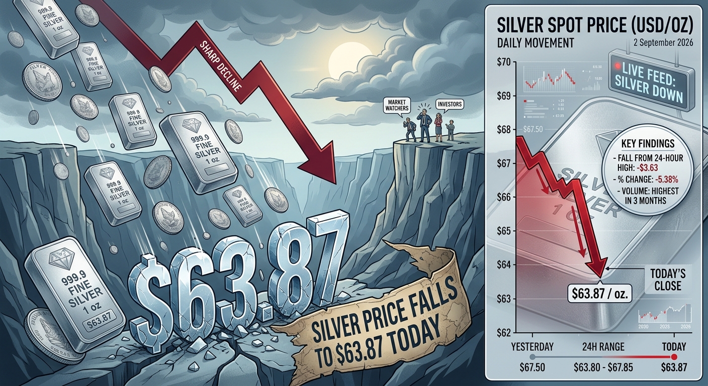 Silver Price Falls to $63.87 Today