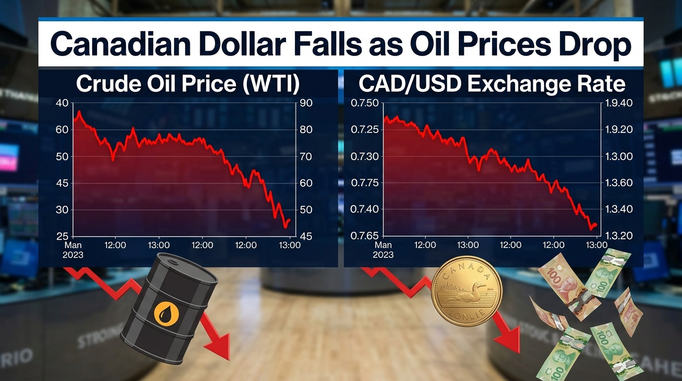 Canadian Dollar Falls as Oil Prices Drop