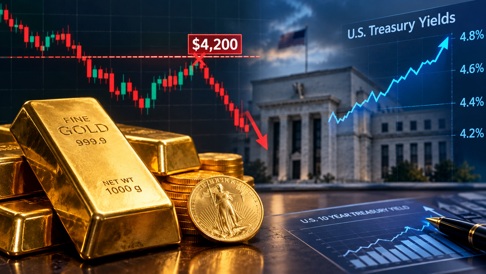 Gold Fails at $4,200 as Yields Rise