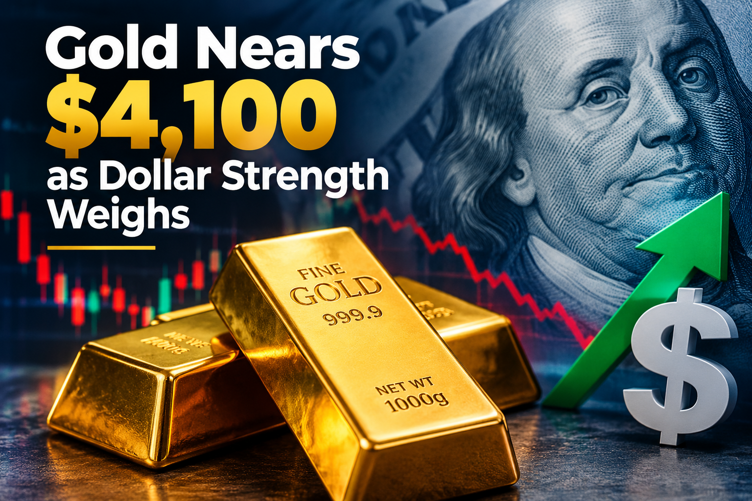Gold Nears $4,100 as Dollar Strength Weighs