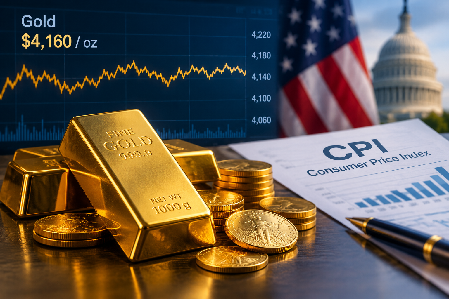Gold Prices Stable Ahead of U.S. Inflation Data