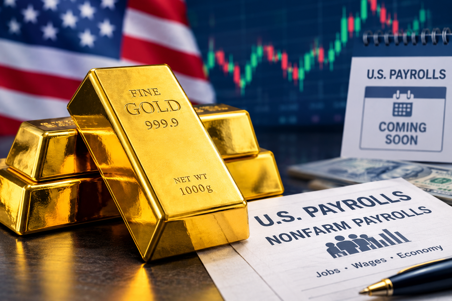 Gold Steadies Ahead of US Payrolls Data