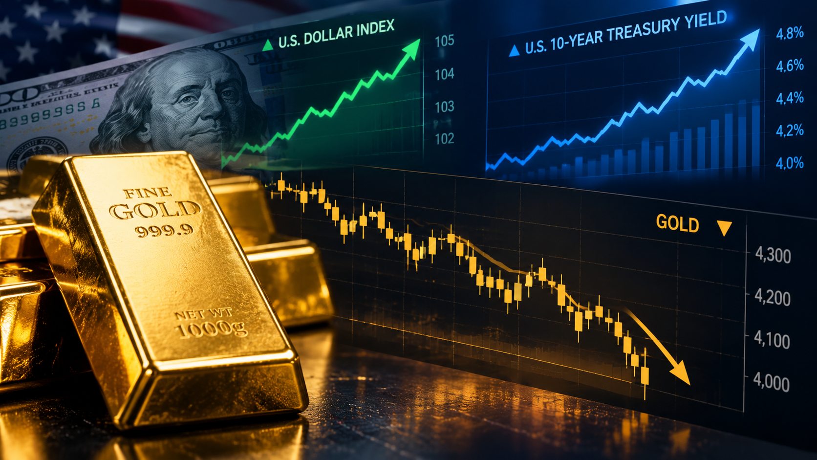 Gold Struggles as Dollar and Yields Rise
